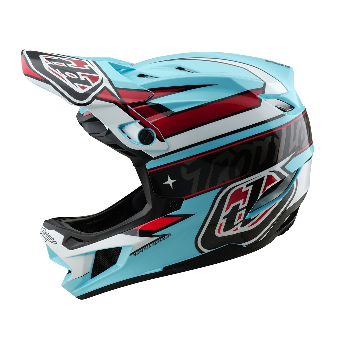 Casco Troy Lee Designs de bicicleta D4 polyacrylite linear blue