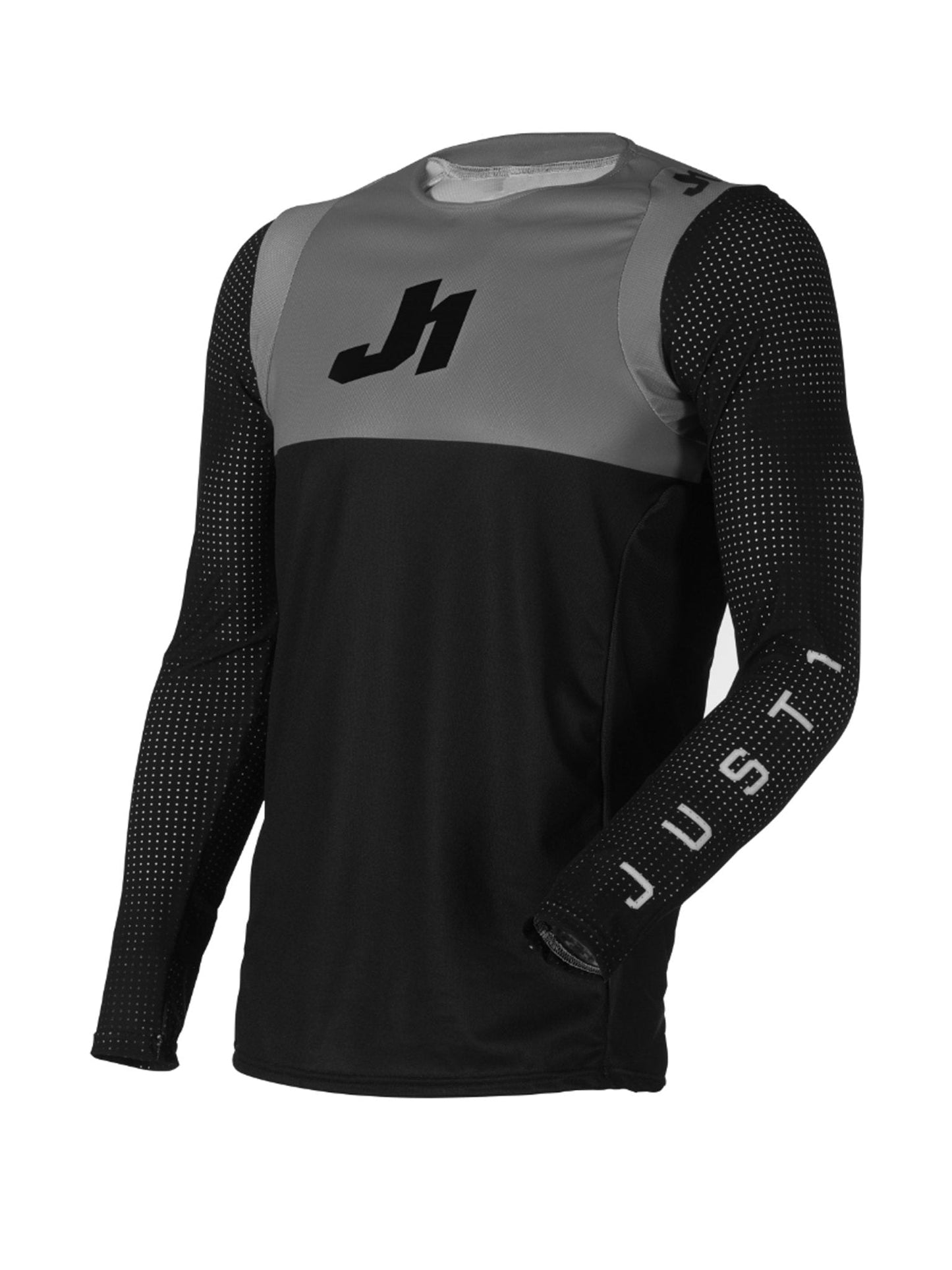 Polera Just1 MTB ls j-flex dual negra gris