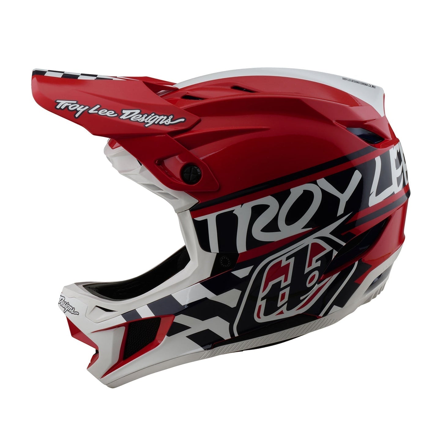 Casco Troy Lee Designs de bicicleta D4 polyacrylite Fifty-50 blanco/rojo