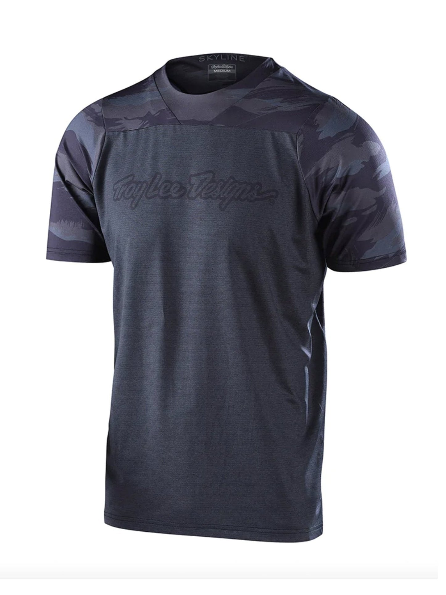 Polera Troy Lee Designs de bicicleta skyline ss signature camo negro